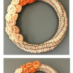 DIY Plaid Fall Wreath with Rosette Flowers